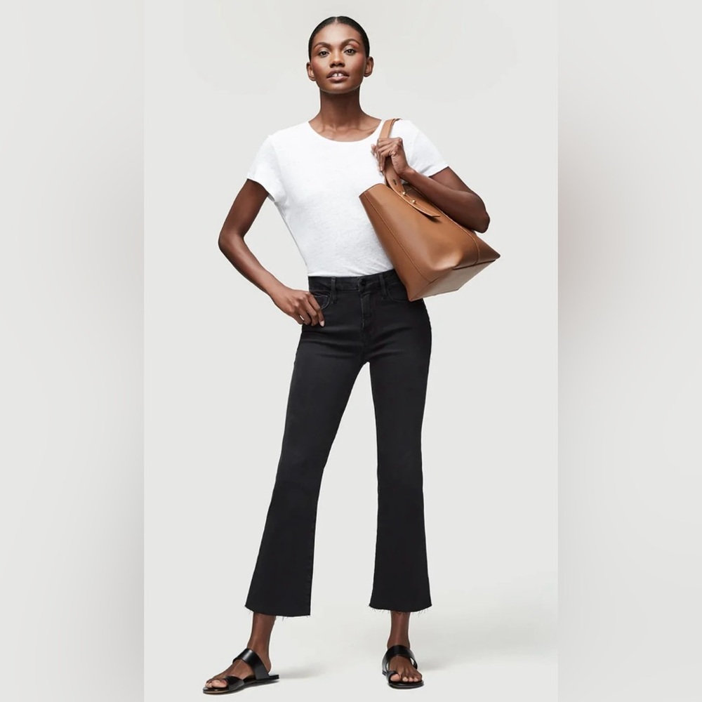 Frame Denim Black Flare Women's Jeans Le Mini Crop sz 29